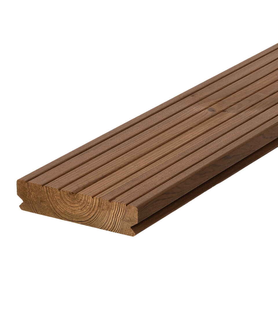 Lämpökäsitelty mänty terassilauta Profix 2 26X92 mm uritettu B-laatu