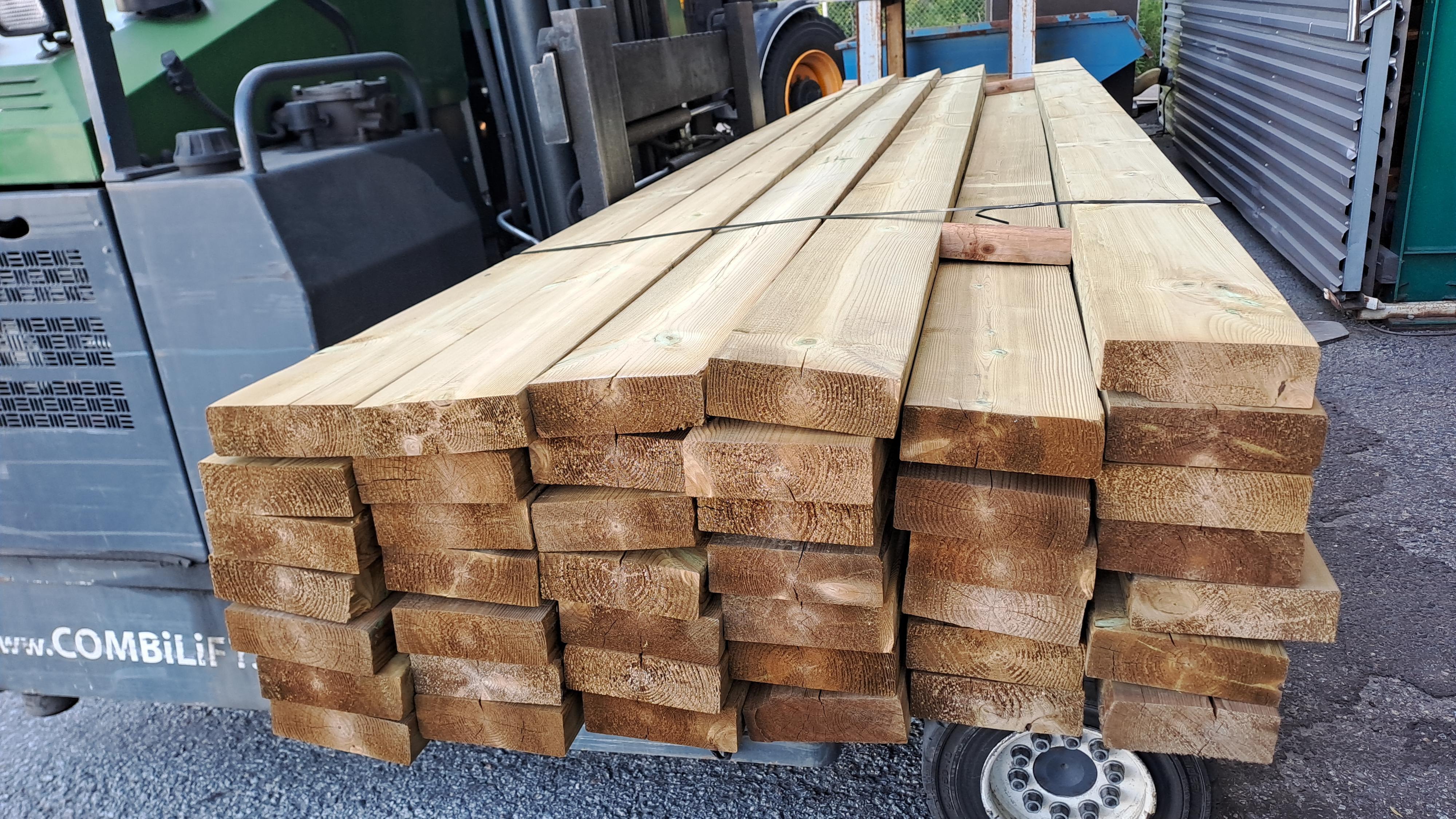 Erä kestopuu mitallistettu vihreä 48X148 mm 2-laatu